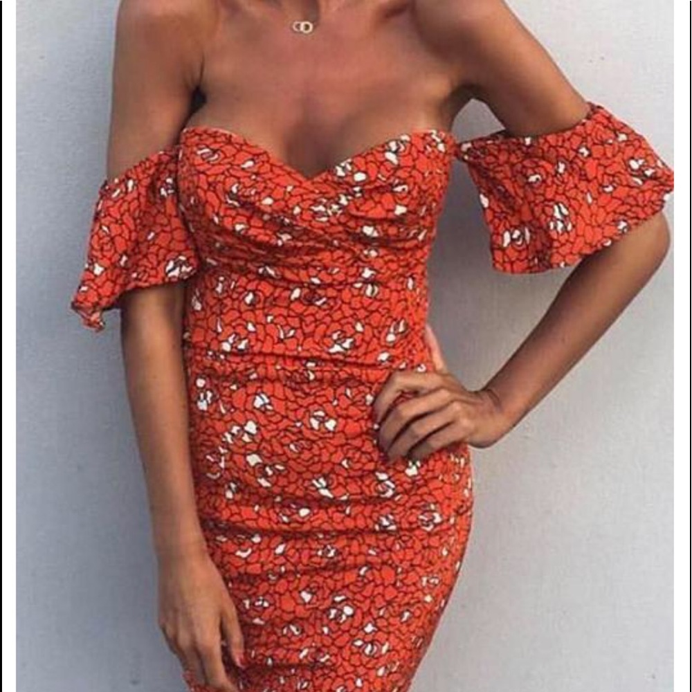 Off the Shoulder Printed Mini Dress